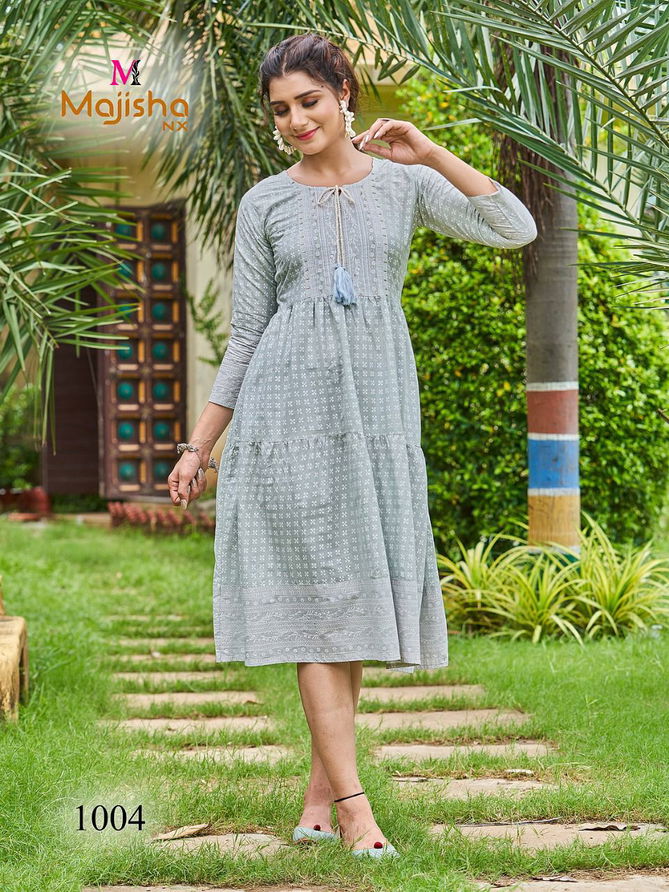 Majisha Nx Nykaa 1 Fancy Party Wear Cotton Anarkali Short Kurti Collection